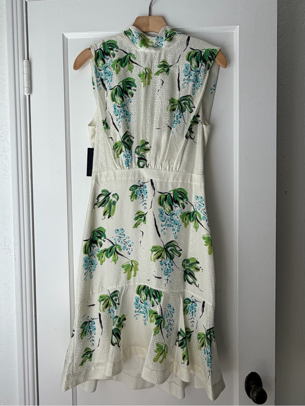 NWT Saloni White Floral Silk Fit & Flare Dress Sz 6
